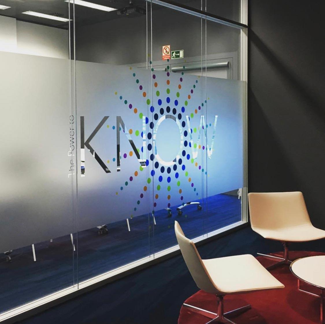 Know Graphic on Glass Wall